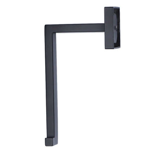 Stainless Steel Toilet Paper Holder in matte black metal with a clean angular arm and a square end cap.