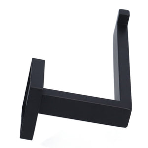 Stainless Steel Toilet Paper Holder in matte black with a sturdy angular arm and raised end to secure the roll