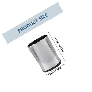 Stainless Steel Trash Can with a polished silver cylindrical body, open top, and black non-slip base.