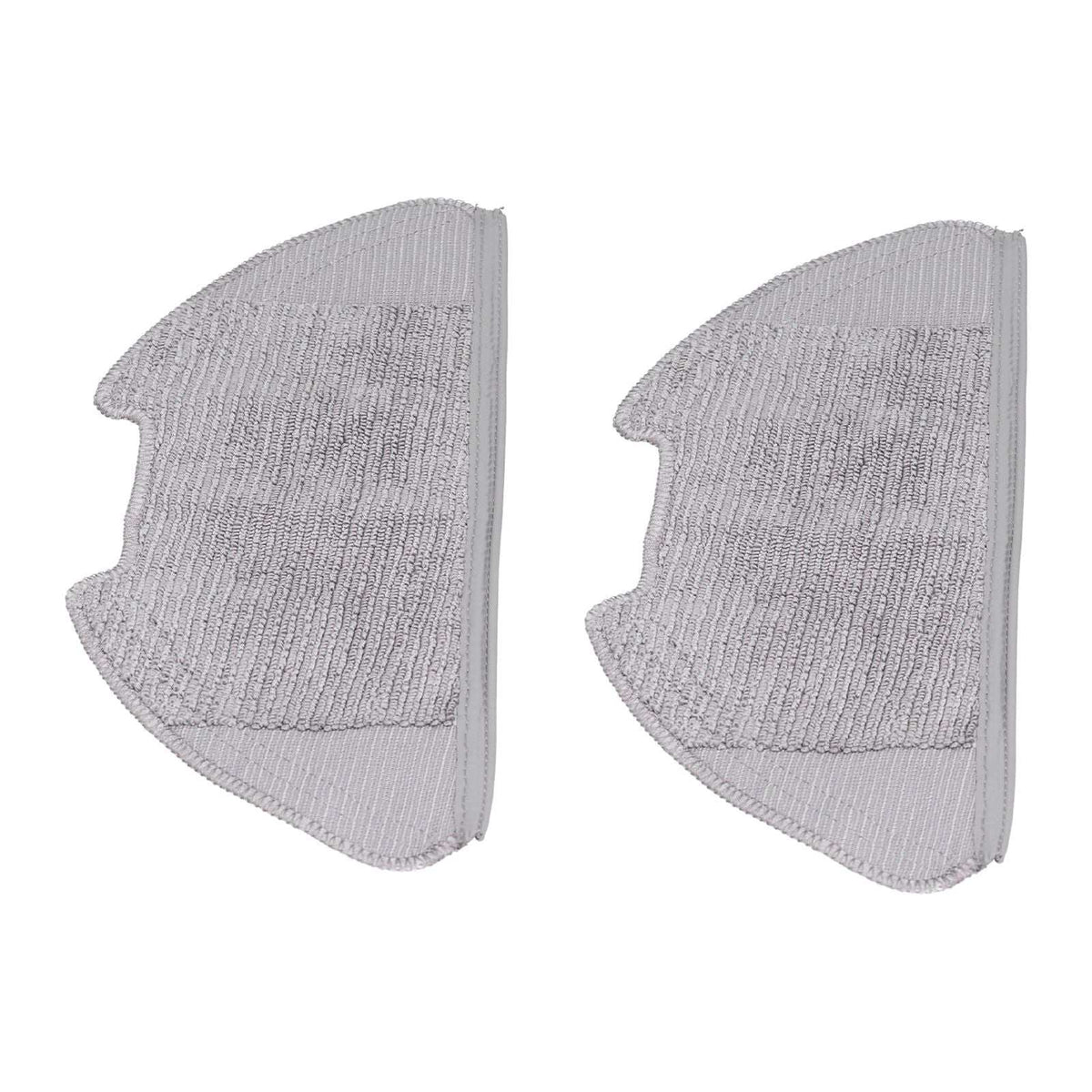 Sweeper Mop Pad pair in light grey fibre with ribbed cleaning surfaces and shaped edges for robot vacuum mopping