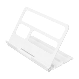 Tablet Stand Portable white adjustable stand with an open frame, multiple device supports and a folding rear brace