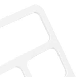 Tablet Stand Portable white lightweight adjustable holder with a smooth molded frame and large open cutouts.