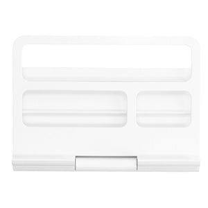 Tablet Stand Portable in white, with a flat multi-slot holder and a hinged base for adjustable viewing angles