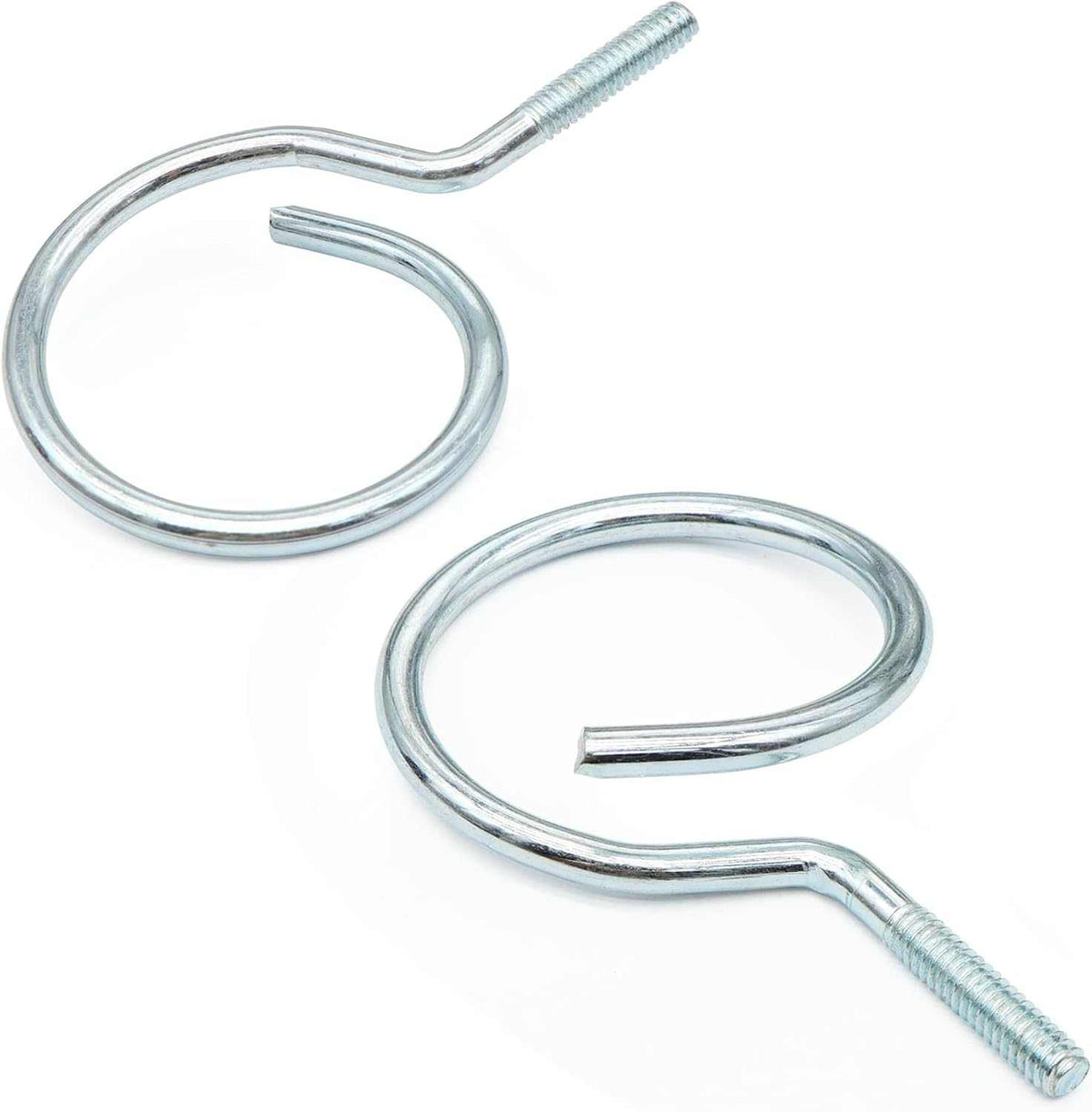 Threaded Bridle Rings in shiny silver alloy steel, with circular open loops and threaded mounting ends