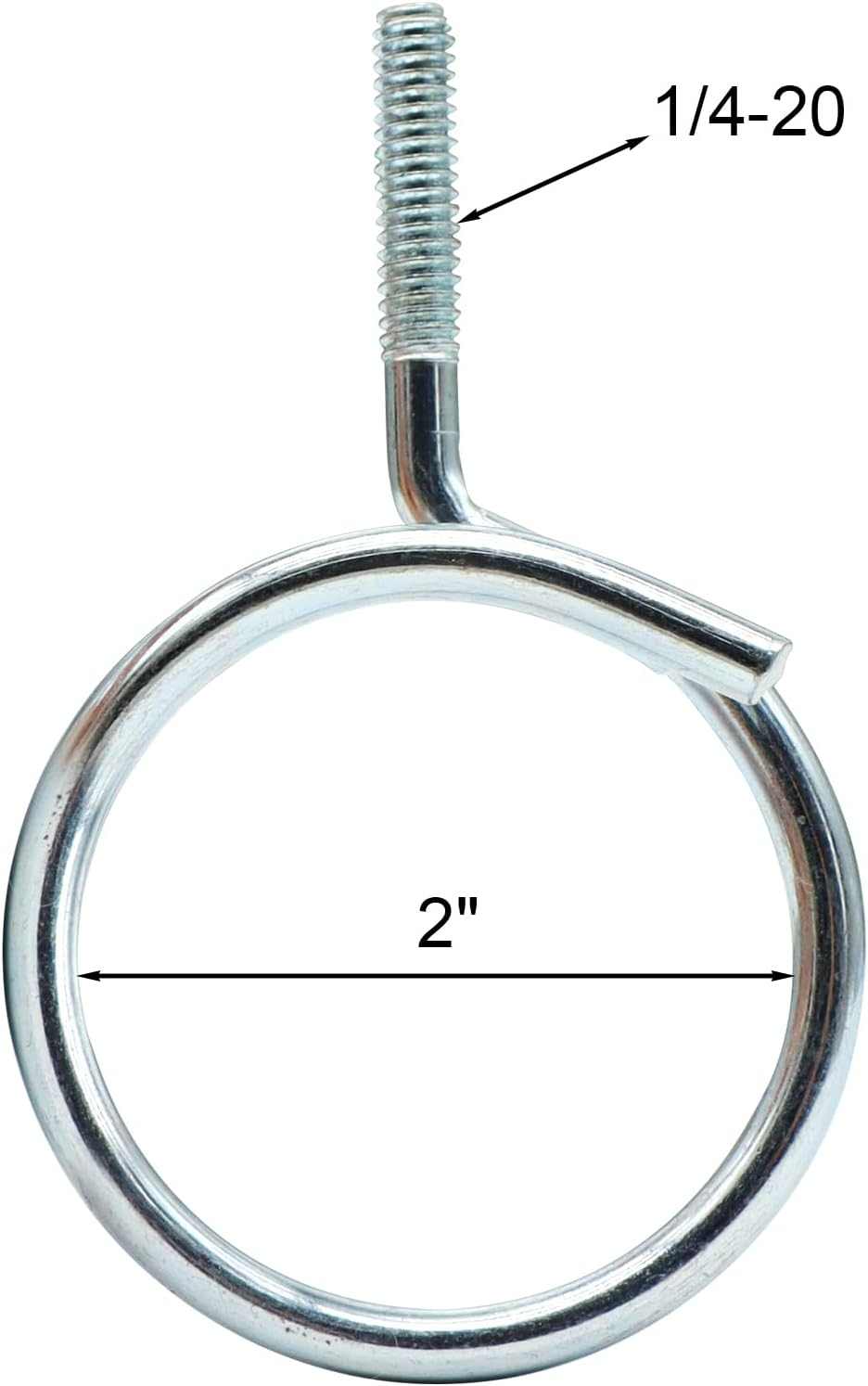 Threaded Bridle Rings with a silver-tone metal finish, circular 2-inch ring, and visible 1/4-20 threaded stem
