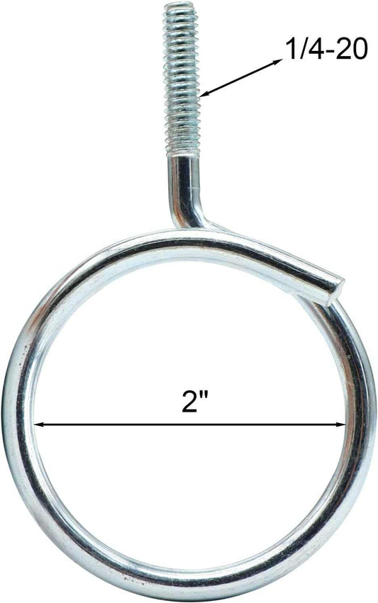 Threaded Bridle Rings with a silver-tone metal finish, circular 2-inch ring, and visible 1/4-20 threaded stem