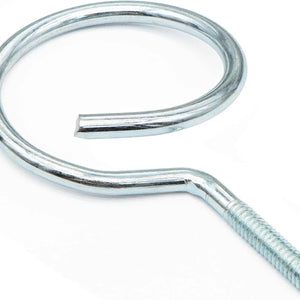 Threaded Bridle Rings in shiny silver metal, with a wide open circular ring and threaded mounting stem