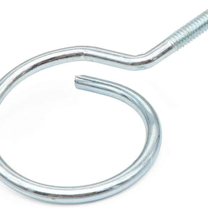 Threaded Bridle Rings in bright silver alloy steel, with a round open ring and a bent threaded mounting stem
