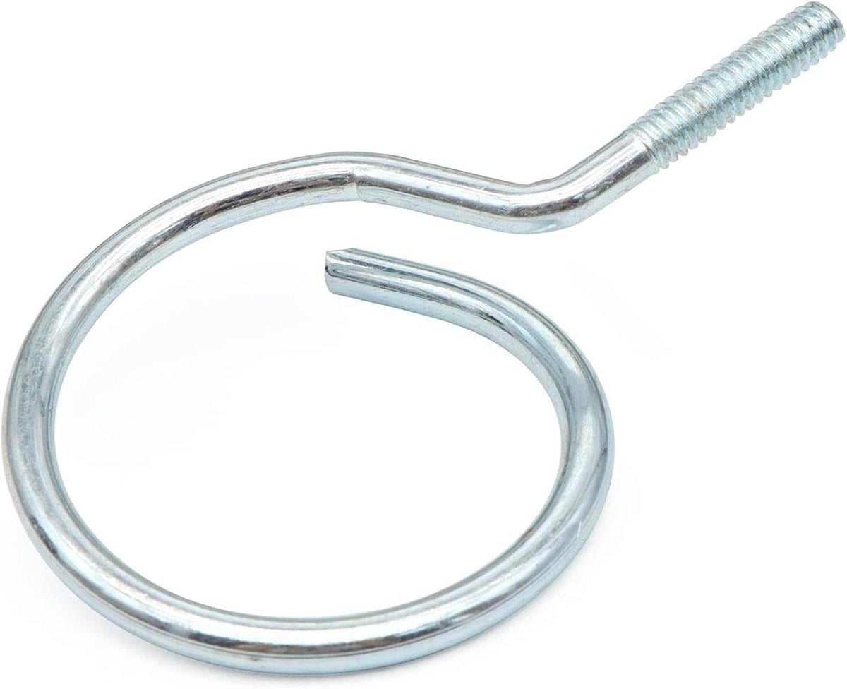 Threaded Bridle Rings in bright silver alloy steel, with a round open ring and a bent threaded mounting stem