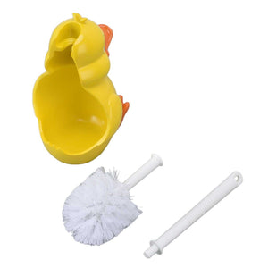 Toilet Brush Little Yellow Duck with a bright yellow duck-shaped base, white bristles and a detachable white handle