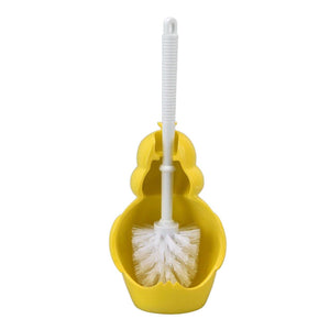 Toilet Brush Little Yellow Duck with a bright yellow duck-shaped base, white ridged handle and white bristles