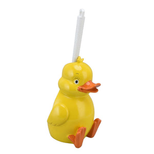 Toilet Brush Little Yellow Duck with a glossy yellow duck-shaped holder, orange beak and feet, and white ribbed handle