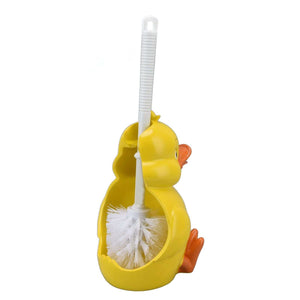 Toilet Brush Little Yellow Duck with a bright yellow duck-shaped holder, orange beak and feet, white handle and bristles