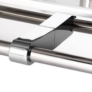 Toilet Paper Holder Dual End in polished silver stainless steel, with a sleek rectangular mount and dual horizontal bars.