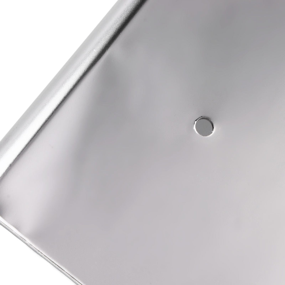 Toilet Paper Holder Dual End with a smooth silver stainless steel shelf and a small circular opening, shown close up