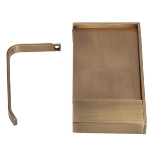 Toilet Paper Holder Phone Shelf with antique brushed bronze finish, flat raised-edge phone shelf and separate curved paper arm