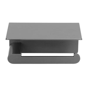 Toilet Paper Holder Stainless Steel in matte black with a flat top shelf and a single rounded roll bar.