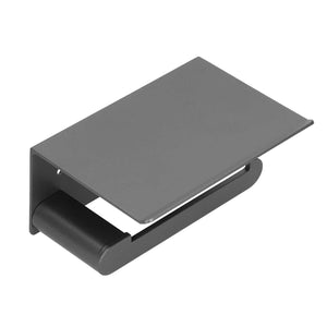 Toilet Paper Holder Stainless Steel keyword describes a matte black metal holder with a wide shelf and single roll bar