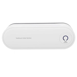 Toothbrush Holder Drying unit in white plastic with a slim rounded rectangular case and circular power button
