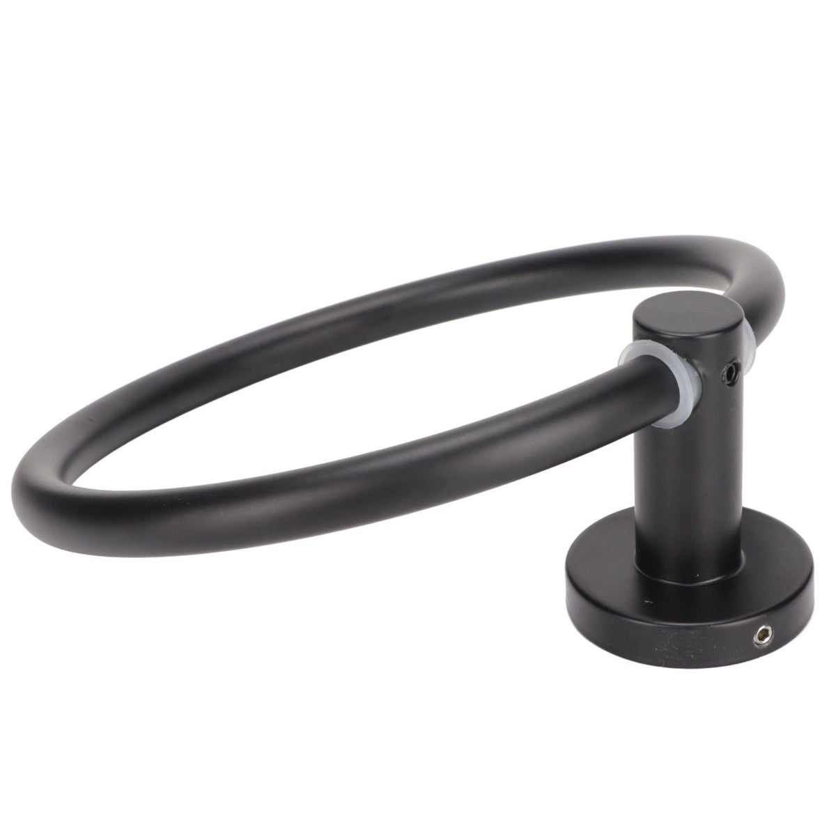Towel Ring Space Aluminum in matte black, with a smooth oval-shaped ring and sturdy round wall mount.