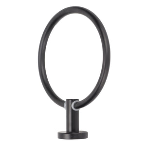 Towel Ring Space Aluminum in matte black with a smooth round ring and sturdy cylindrical wall-mount base.