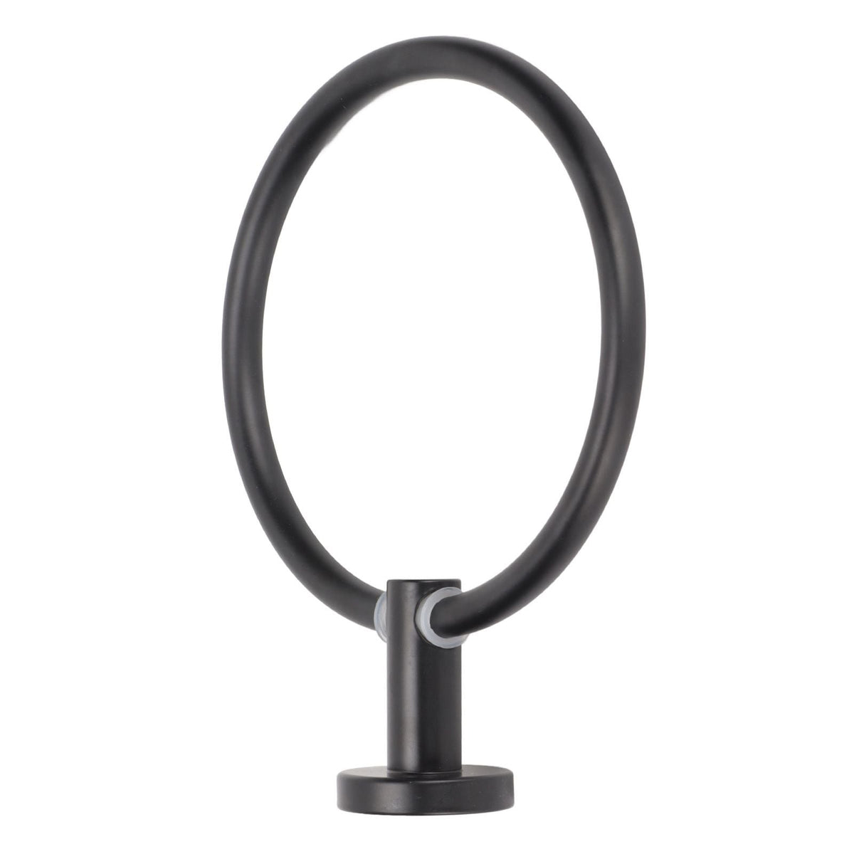 Towel Ring Space Aluminum in matte black with a smooth round ring and sturdy cylindrical wall-mount base.