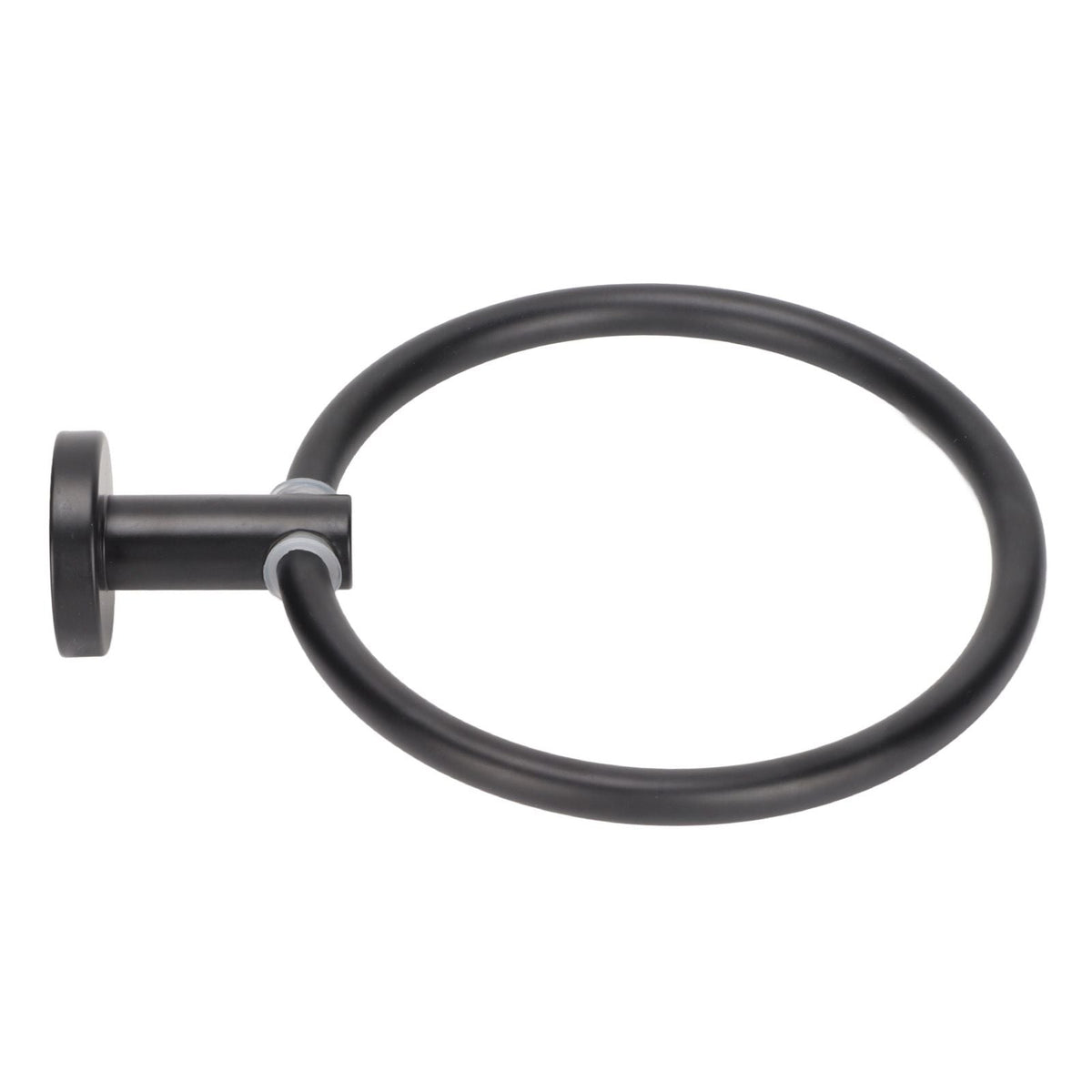 Towel Ring Space Aluminum in matte black, with a smooth round metal ring and cylindrical wall-mount bracket