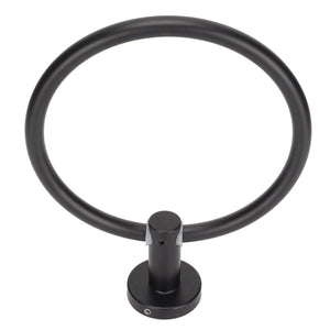 Towel ring Space Aluminum in matte black metal, with a smooth round loop and compact wall-mount base.