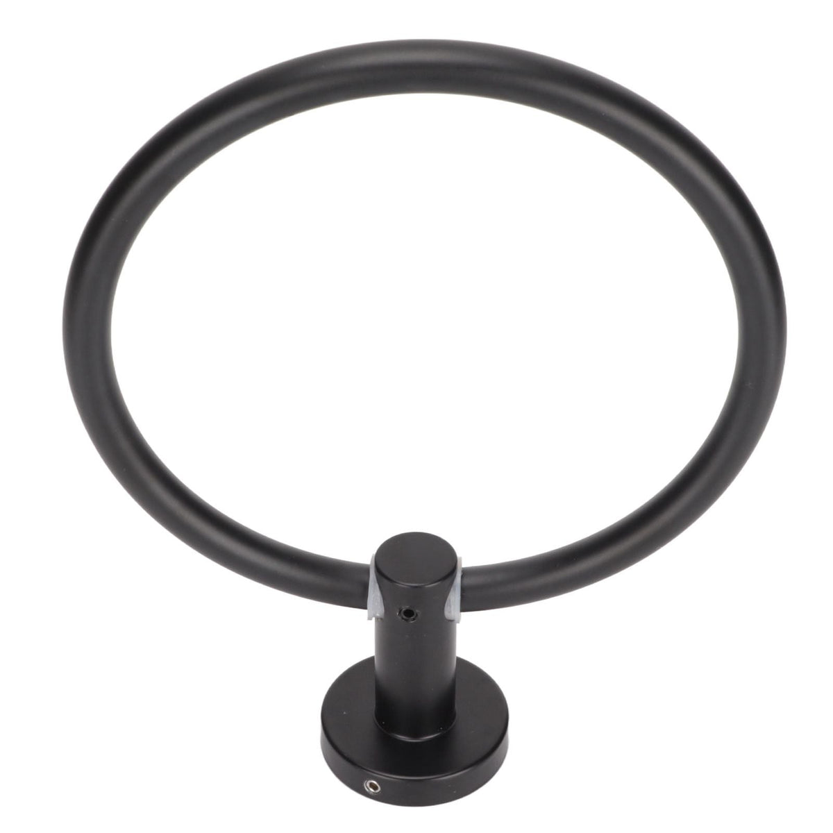 Towel ring Space Aluminum in matte black metal, with a smooth round loop and compact wall-mount base.