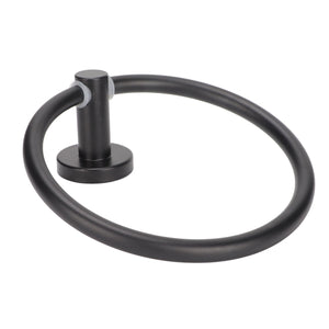 Towel Ring Space Aluminum in matte black with a smooth round metal ring and sturdy cylindrical wall mount