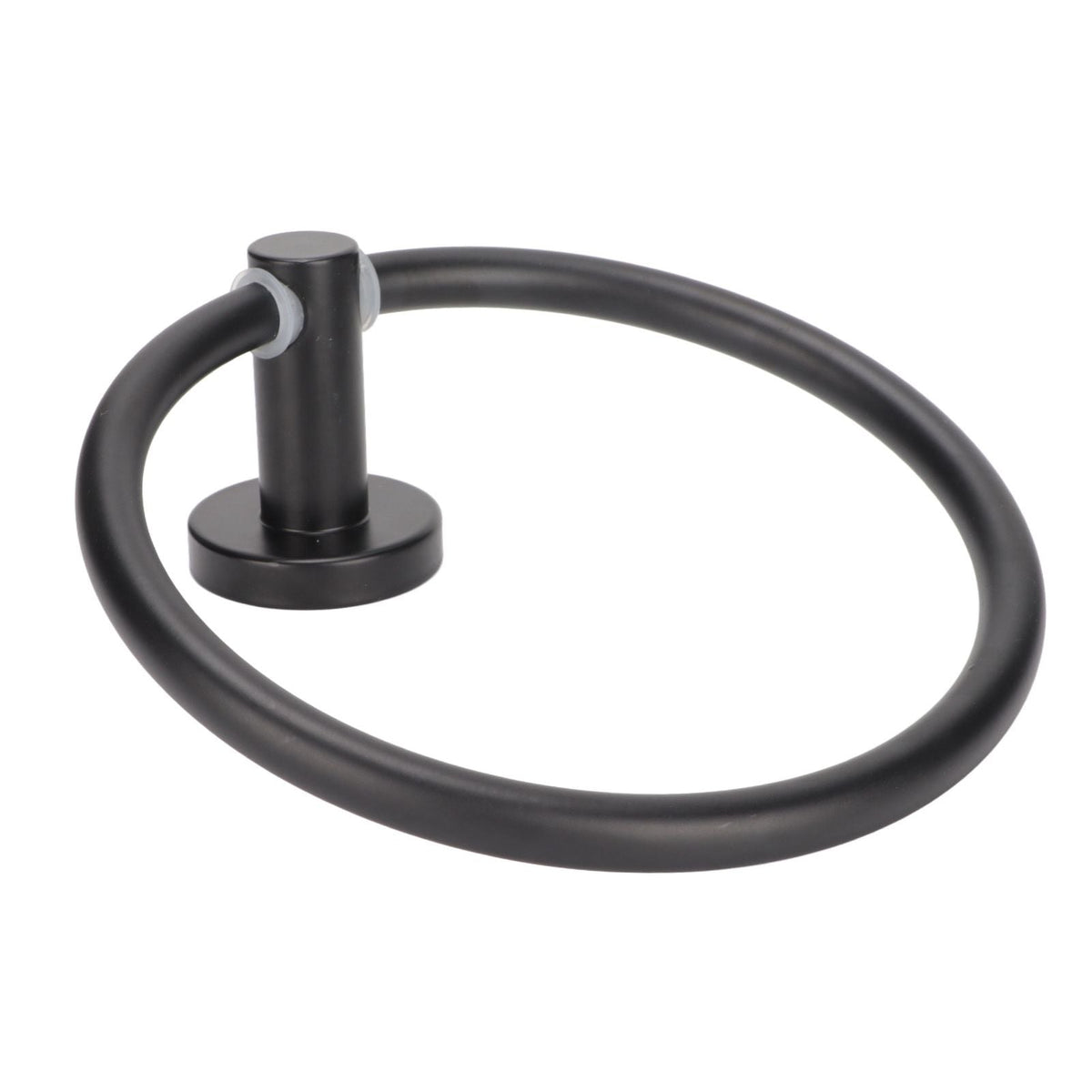 Towel Ring Space Aluminum in matte black with a smooth round metal ring and sturdy cylindrical wall mount