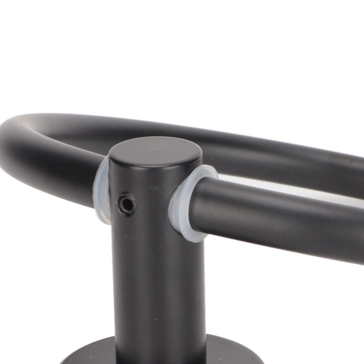 Towel Ring Space Aluminum in matte black with a round tubular ring, central wall mount, and visible side set screw