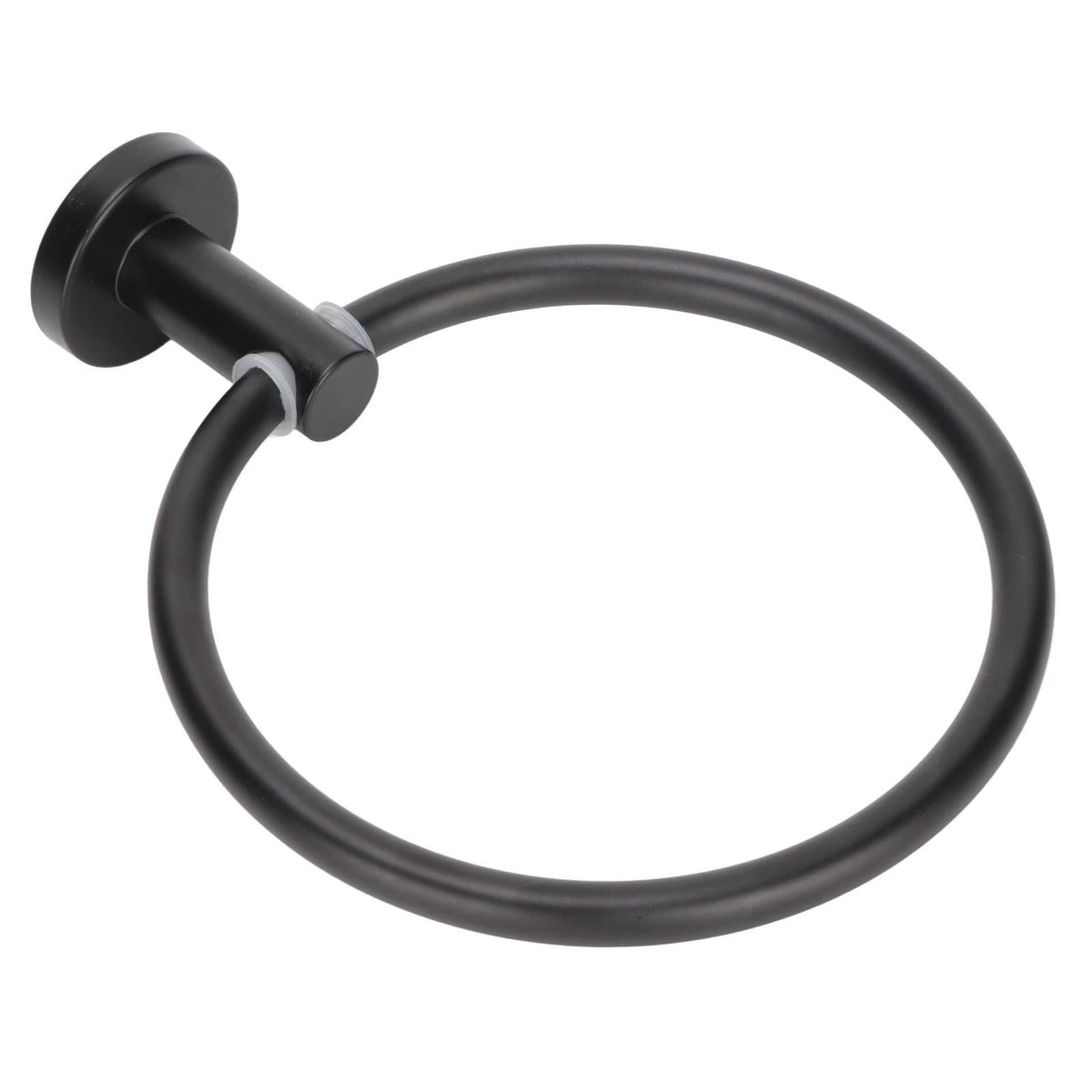 Towel Ring Space Aluminum in matte black with a smooth, round metal loop and cylindrical wall mount