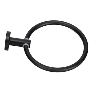 Towel Ring Space Aluminum with a matte black finish, featuring a smooth round ring and sturdy wall-mount bracket