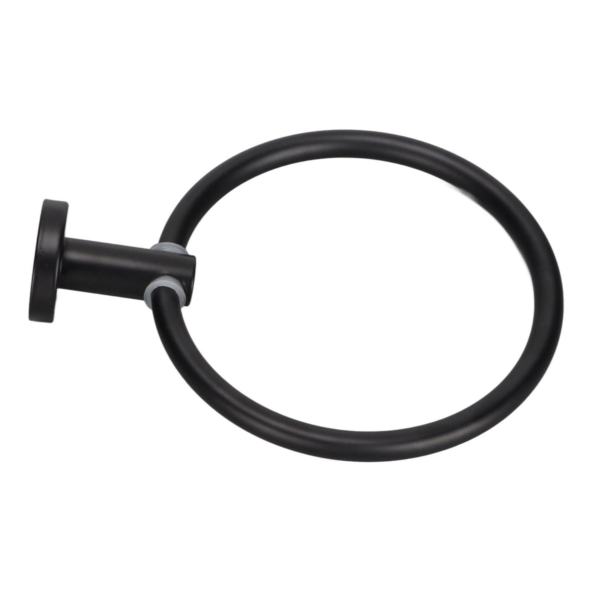 Towel Ring Space Aluminum with a matte black finish, featuring a smooth round ring and sturdy wall-mount bracket