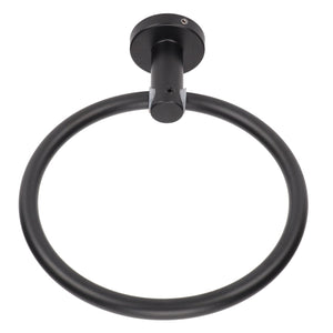 Towel Ring Space Aluminum in matte black with a smooth round ring and compact wall-mounted bracket