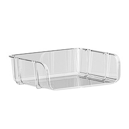 Transparent Desktop Stationery Organizer, a clear plastic rectangular storage tray with raised sides and a low profile.