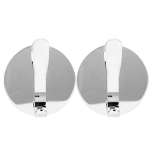 Wall Mounted Clothes Hook pair in polished silver metal, each with a round wall plate and slim upright hook