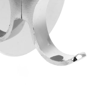 Wall Mounted Clothes Hook in shiny silver metal with a smooth curved hook and rounded tip