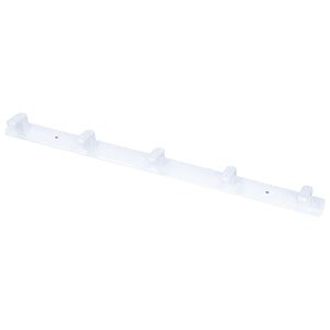 Wall Mounted Coat Rack in white space aluminium with five raised hooks and a slim, minimalist bar.