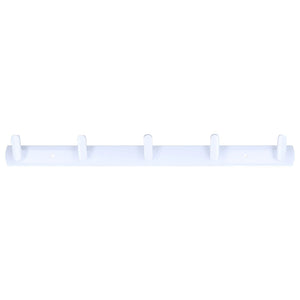 Wall Mounted Coat Rack in white aluminium with five evenly spaced hooks and a slim, minimalist wall rail
