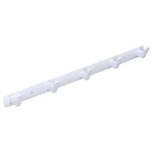 Wall Mounted Coat Rack in white space aluminium with five angular hooks and a slim, minimalist rail