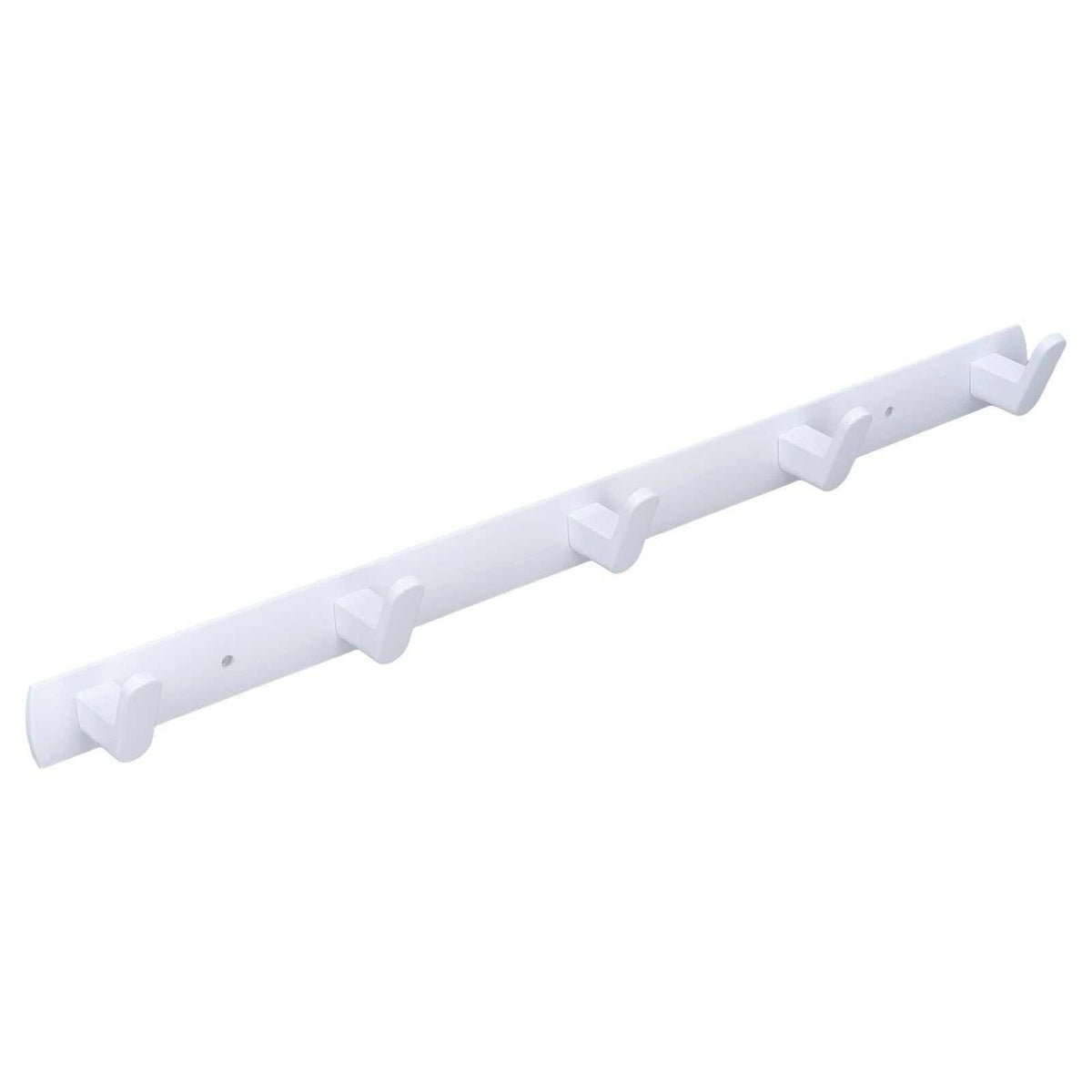 Wall Mounted Coat Rack in white space aluminium with five angular hooks and a slim, minimalist rail