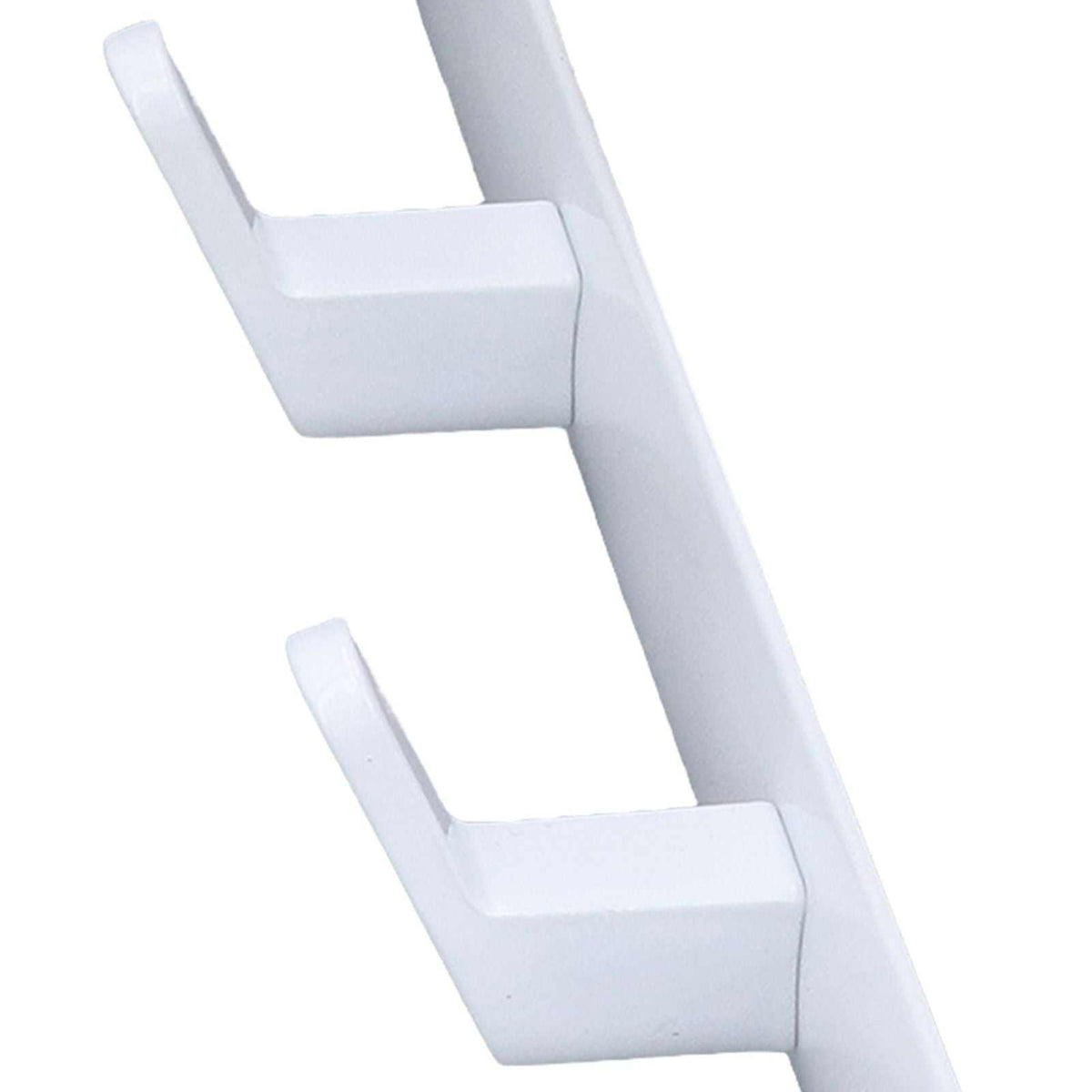 Wall Mounted Coat Rack with a white space aluminium finish, showing two sturdy rectangular hooks in a slim design
