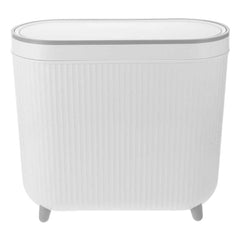Slim Bathroom Rubbish Bin with Lid – White