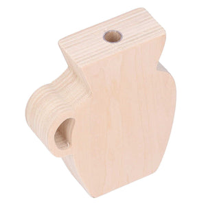 Wood Vase in pale natural wood, with a smooth sculptural shape, a top opening and a side cutout