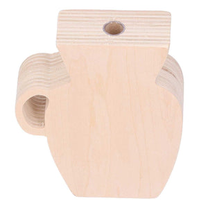 Wood Vase in pale natural wood with visible grain, featuring a rounded body, side handles and a small top opening