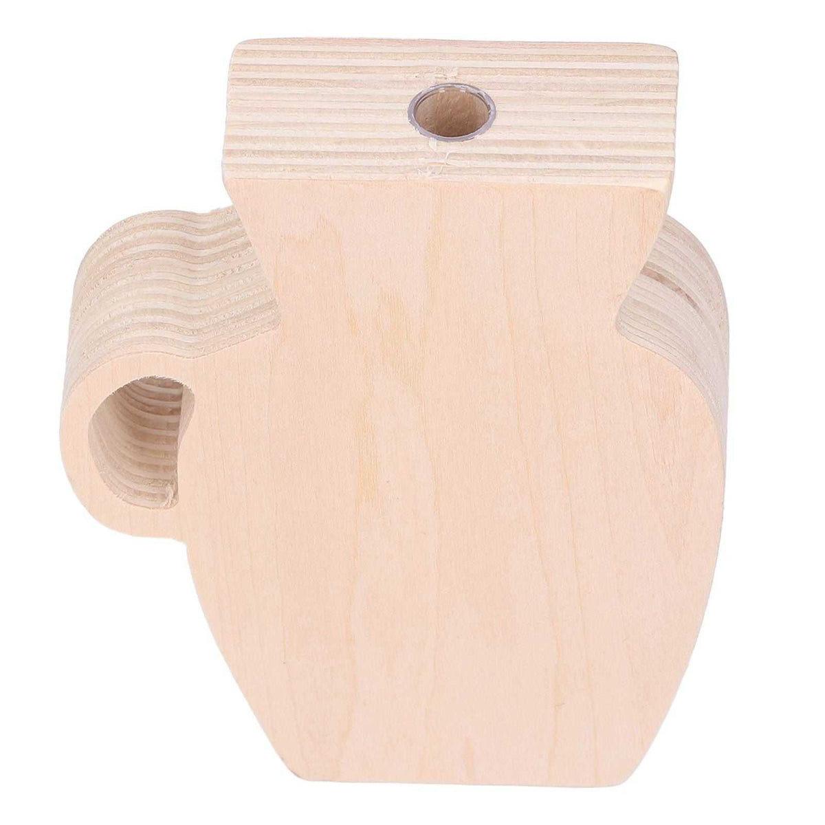 Wood Vase in pale natural wood with visible grain, featuring a rounded body, side handles and a small top opening