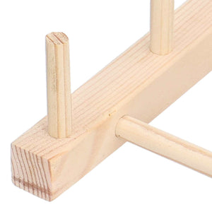 Wooden Dish Plate rack made from pale natural pine wood, with a compact slatted frame and upright dowel dividers