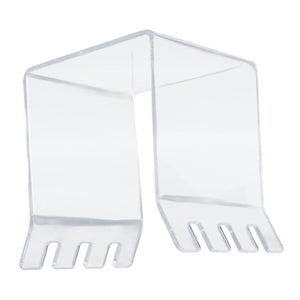 Ziplock Bag Holder made of clear acrylic, with two upright sections and forked slotted bases for holding bags open